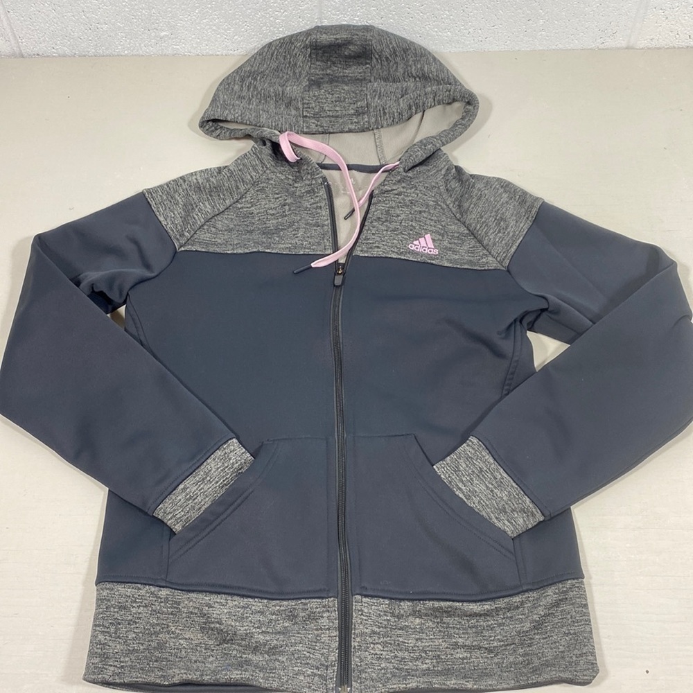 Adidas grey two tone hoodie with zipper​​​​​​​​​​​​​​​​